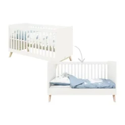 Bopita Fenna Babykamer Wit / Naturel | Bed 70x140 cm + Commode + Kast