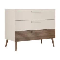 Europe Baby Sev Babykamer Oatmeal/Walnoot | Ledikant 60x120 + Commode