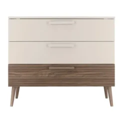 Europe Baby Sev Babykamer Oatmeal/Walnoot | Ledikant 60x120 + Commode
