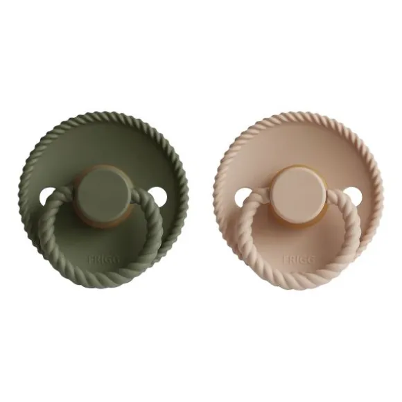 FRIGG Rope Fopspeen Croissant / Olive 6-18 Mnd 2 Stuks