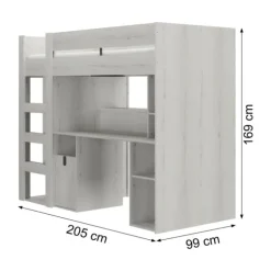 Gautier Lugano Hoog Bed - 90x200 cm - Gebleekte Helvezia Eik
