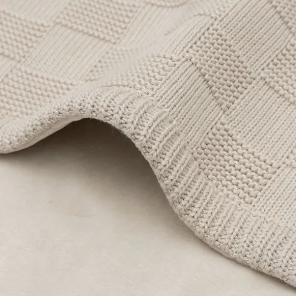 Jollein Deken Wieg - Box Knit/Velvet - 75 x 100 cm - Warm Sand