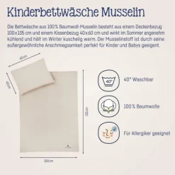 Julius Zöllner Muslin Bedlinnen - Sand - 80×80 + 35×40 cm