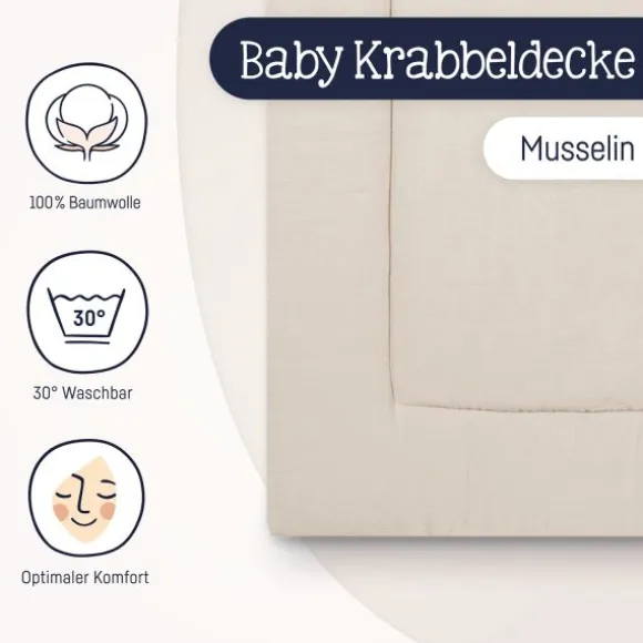 Julius Zöllner Muslin Playmat – Sand – 95/135 cm