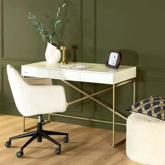 Kidsmill Intense II Kinderkamer Wit / Patinated Brass | Bedbank 90 x 200 cm + Bureau