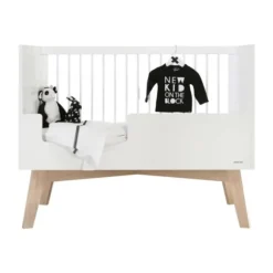 Kidsmill Sixties Babybed Wit Mat / Naturel 60 x 120 cm
