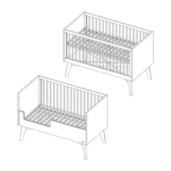 Kidsmill Sixties Babybed Wit Mat / Naturel 70 x 140 cm