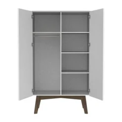 Kidsmill Sixties Kinderkamer Wit Mat / Walnoot | Bed 90 x 200 cm + Kast 2-Deurs