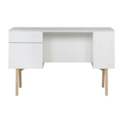 Kidsmill Sixties Kinderkamer Wit Mat / Naturel | Bed 90 x 200 + Bureau + Kast 2-Deurs