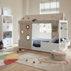 LIFETIME Bed Met Dakframe - 4-in-1 Bed - Premium Wit Gelakt