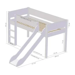 Manis-h Combinatie Halfhoog Bed Met Lattenbodem - LOKE - 90x160 cm