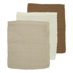 Meyco Hydrofiele Washandjes - 3 stuks - 20x17 cm - Natural / Jeans Blue / Indigo