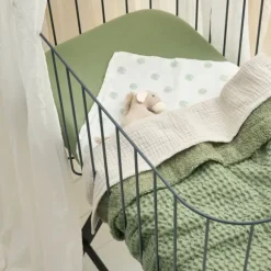 Meyco Wafel Teddy Ledikantdeken - 100 x 150 cm - Olive Green