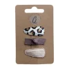 Ootje Kadootje Babyhaarclipjes - Print/Mokka/Rib Glitter - 3 stuks