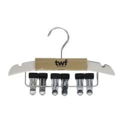 TWF Kledinghanger Met Clips - 3 Stuks - Hout Wit