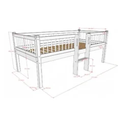 Vipack Forrest Semi - Halfhoogslaper Met Ladder 90x200 cm – Beuk Wit